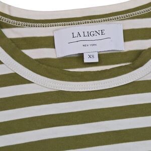La Ligne Long Sleeve Tee Green Striped Shirt Womens XS Cotton Portugal Top EUC
